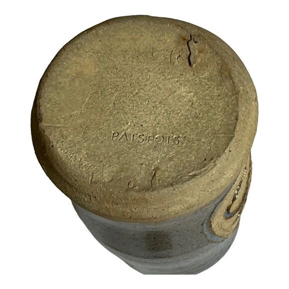 Vintage Stoneware Cork Bottle PATSPOT Miracles Jar Studio Pottery Blue Vase - Picture 4 of 9